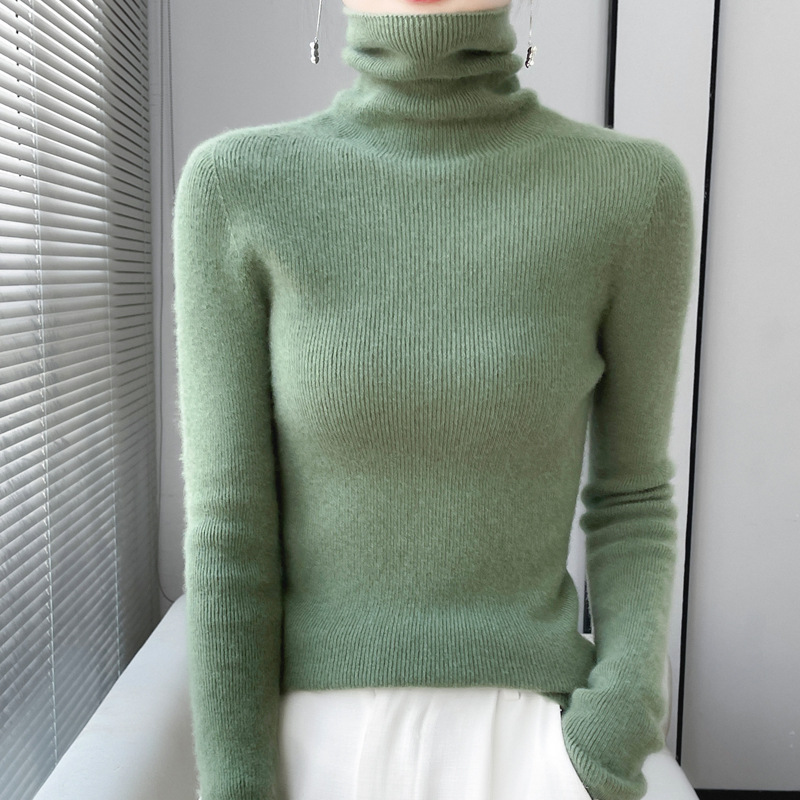 Winter Clothing Factory Outlet - 100 % Merinowolle, langärmelig, Rollkragenpullover, Damen-Herbst-Winter,