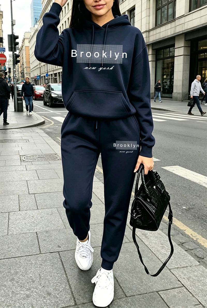 Winter Clothing For Women - Damen-Trainingsanzug mit Aufdruck, Lässiger Hoodie, Sweatshirts