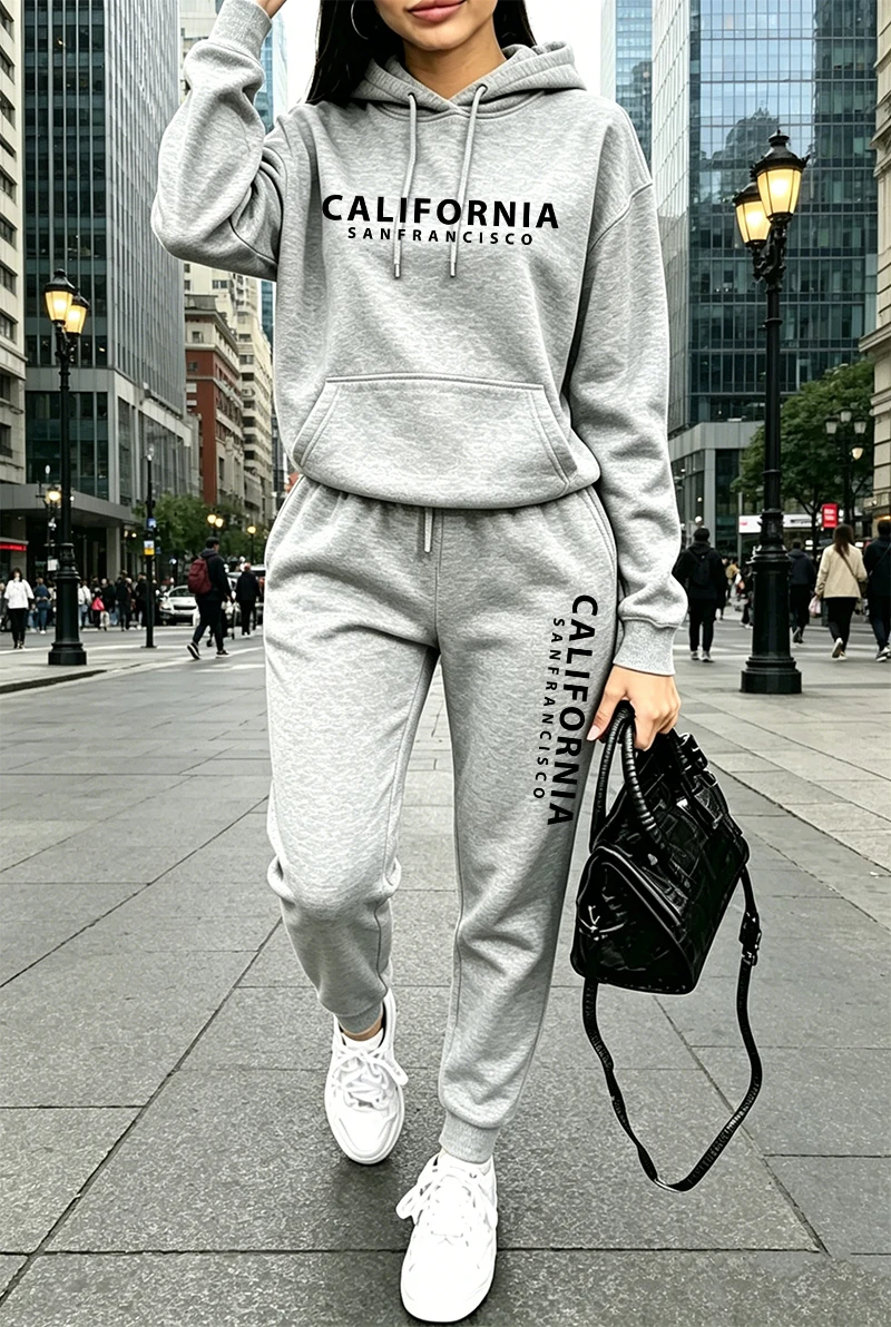 Winter Clothing For Women - Hochwertiger Damen-Trainingsanzug mit Aufdruck, Lässiger Hoodie,