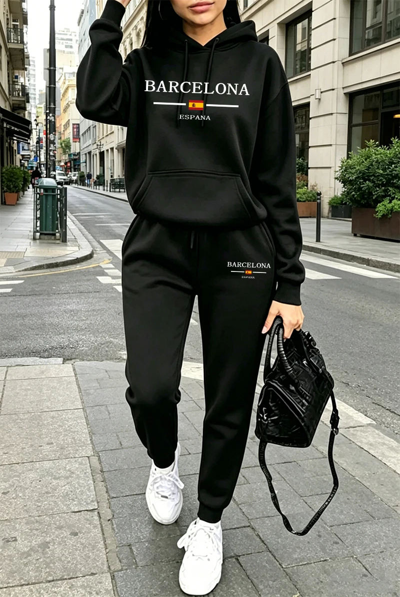 Winter Clothing For Women - Modischer Damen-Trainingsanzug mit Print, Lässiger Hoodie,