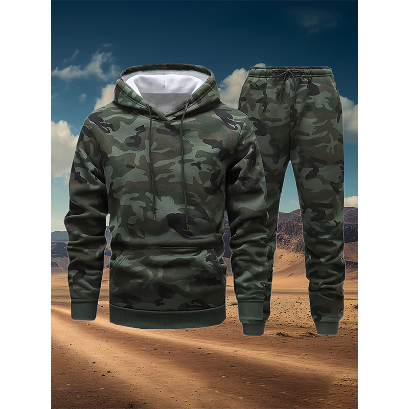 Winter Clothing For Women - Herbst Tarnmuster 3D-Druck Hoodies Hosen Sets