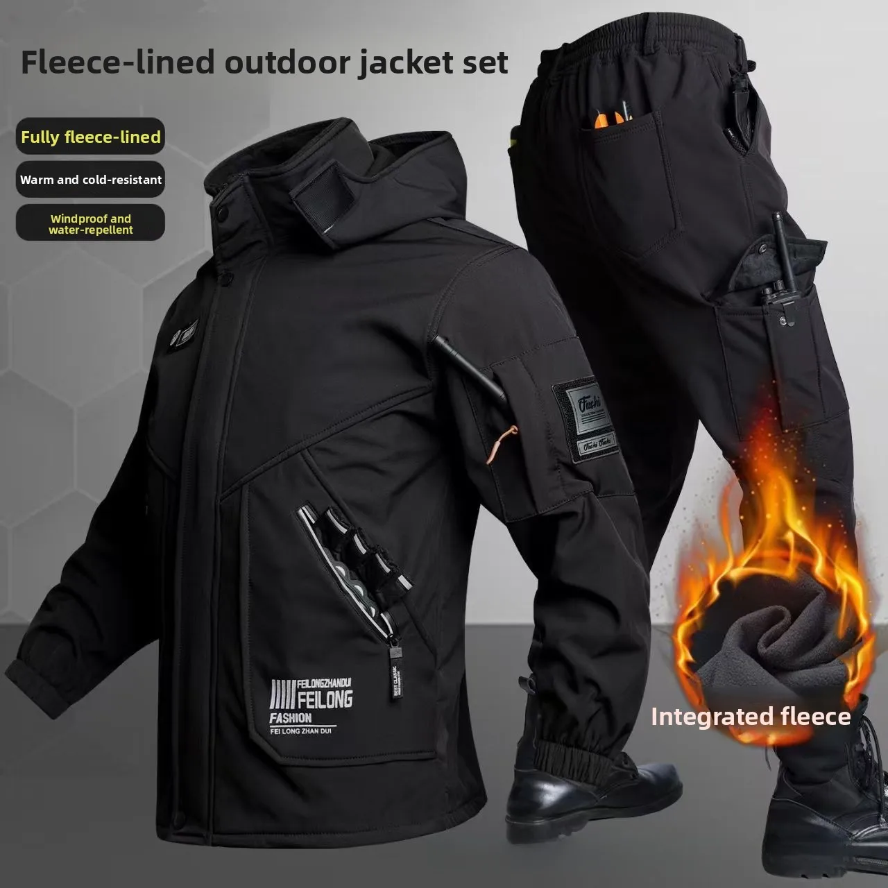 Winter Wear Clothes - Verdicktes Fleece Herbst-Winter Outdoor-Kletterkleidungsset Herren Freizeitkleidung