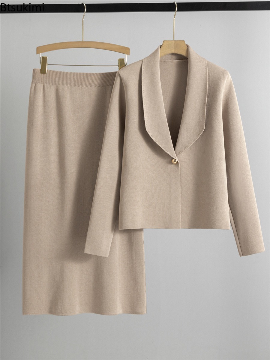 Winter Wear Clothes - Herbst-Winter Strick-Zweiteiler für Damen: Elegante Strickjacke